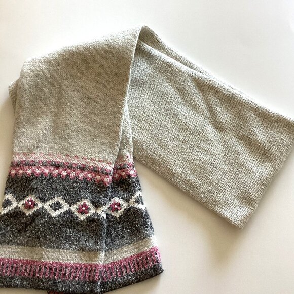 Women's Long Warm Knit Neck Scarf Gray Pink Thick Winter Accessories - Picture 2 of 4